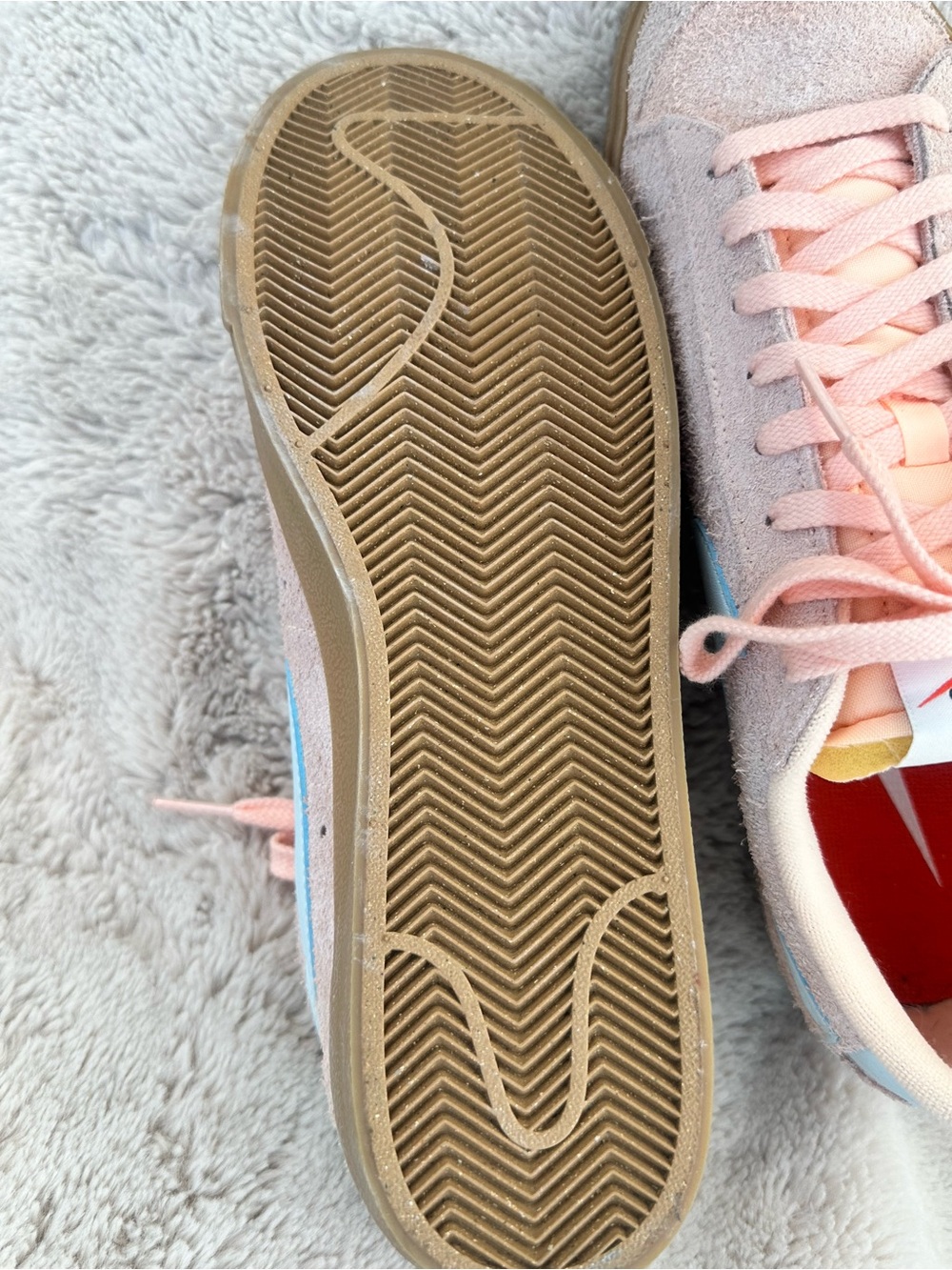 Nike Blazer Low Platform Suede Sneakers Peach & Blue Gum Sole Women’s 10 - Picture 7 of 15